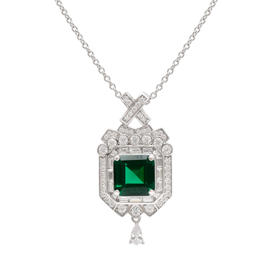 Emerald Majesty Pendant in Sterling Silver