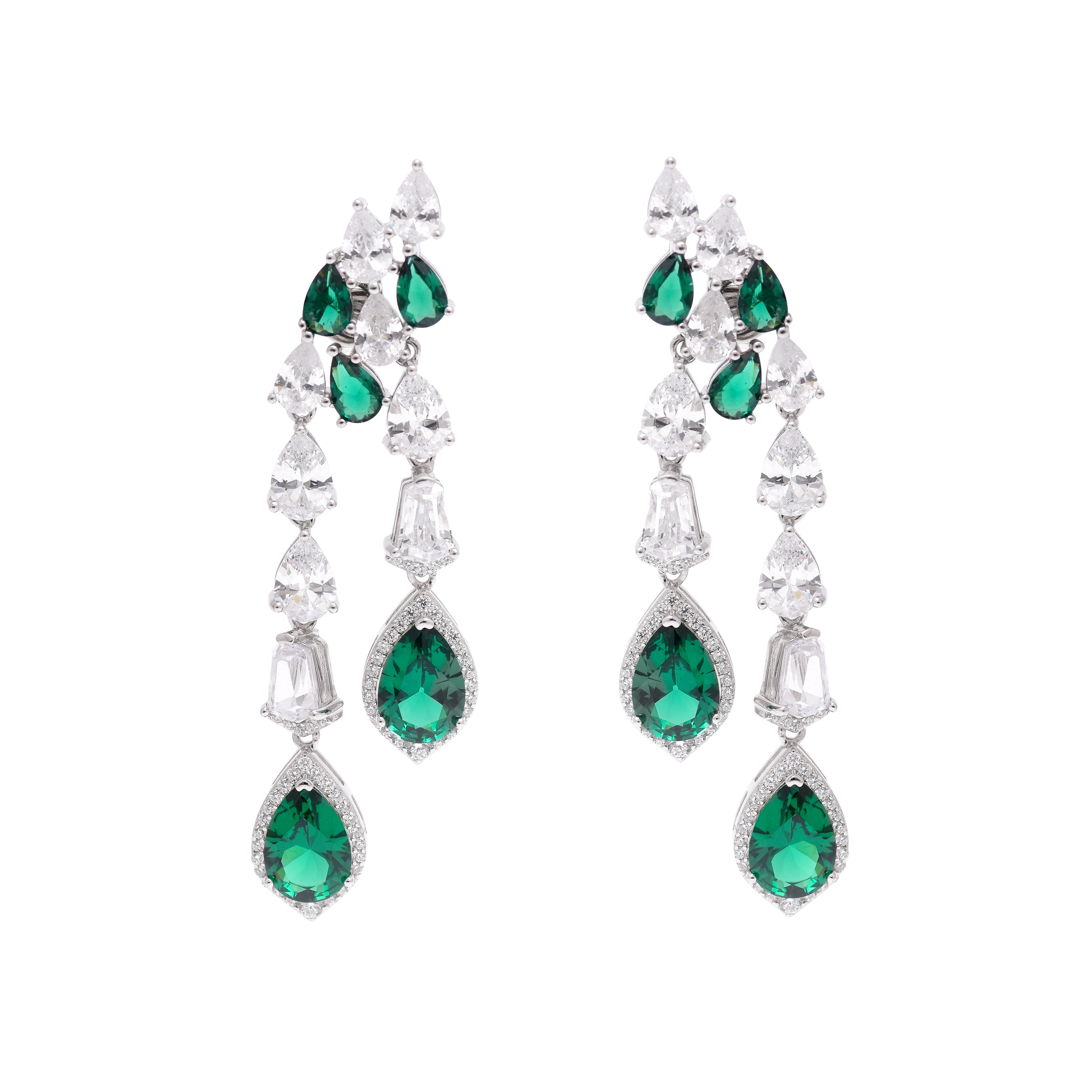 Emerald Cascade Dangling Earrings