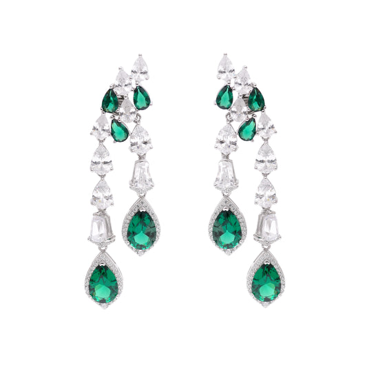 Emerald Cascade Dangling Earrings