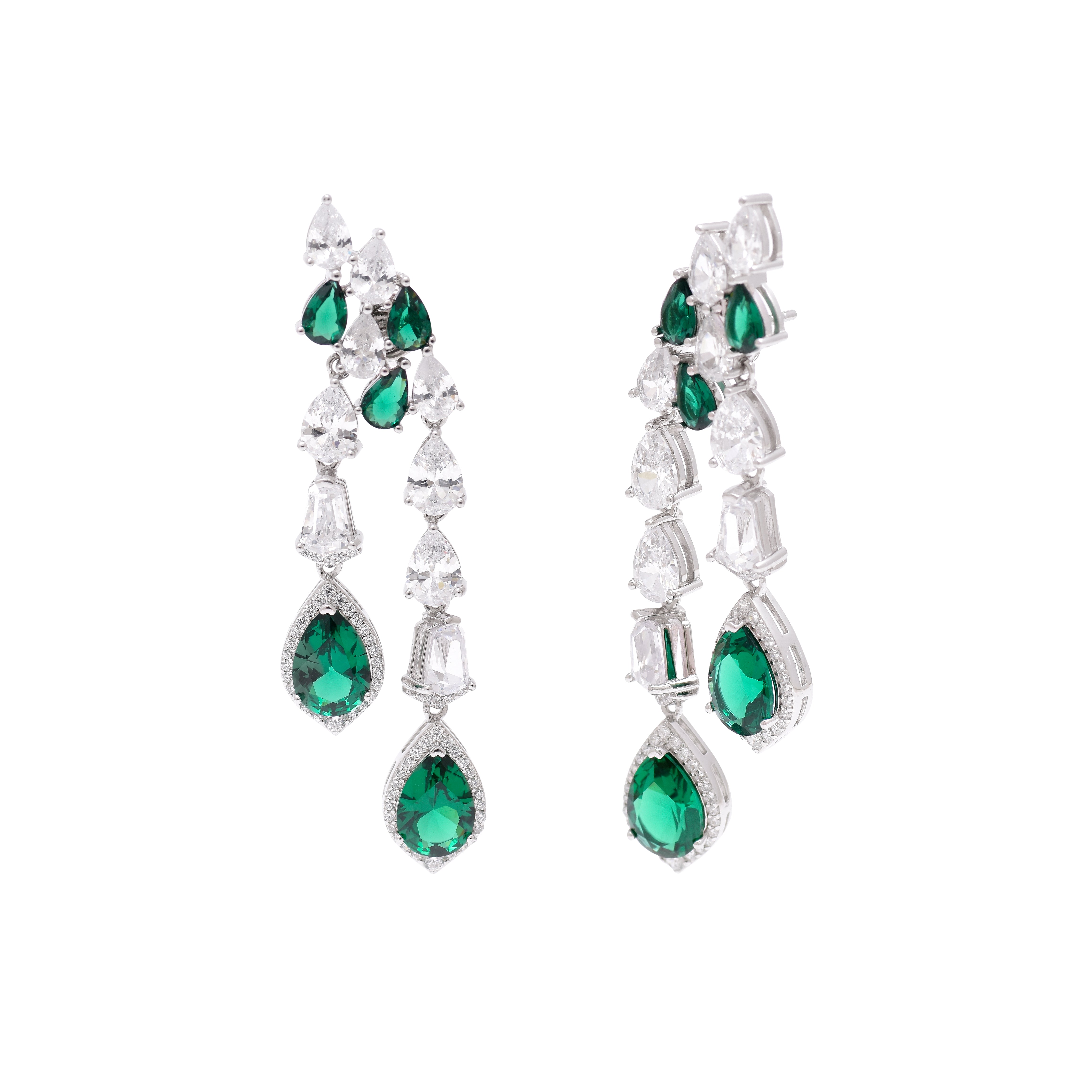 Emerald Cascade Dangling Earrings