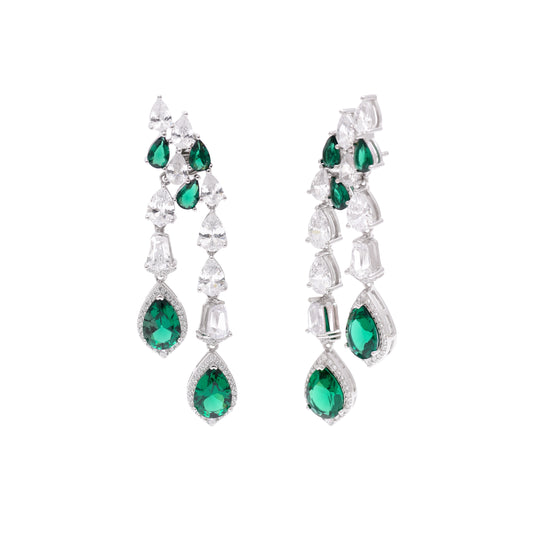 Emerald Cascade Dangling Earrings