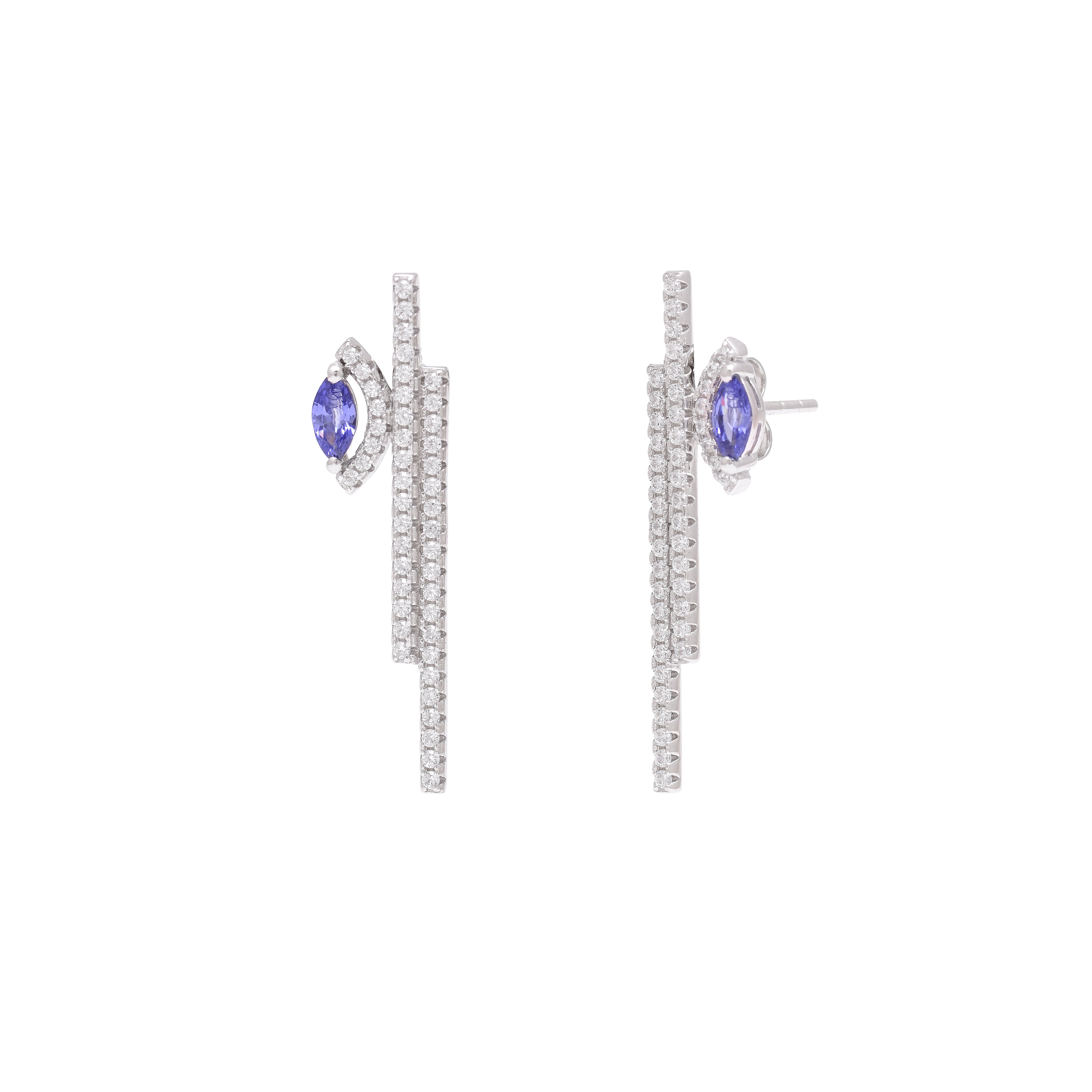 Geometric Marquise Sterling Silver Earrings