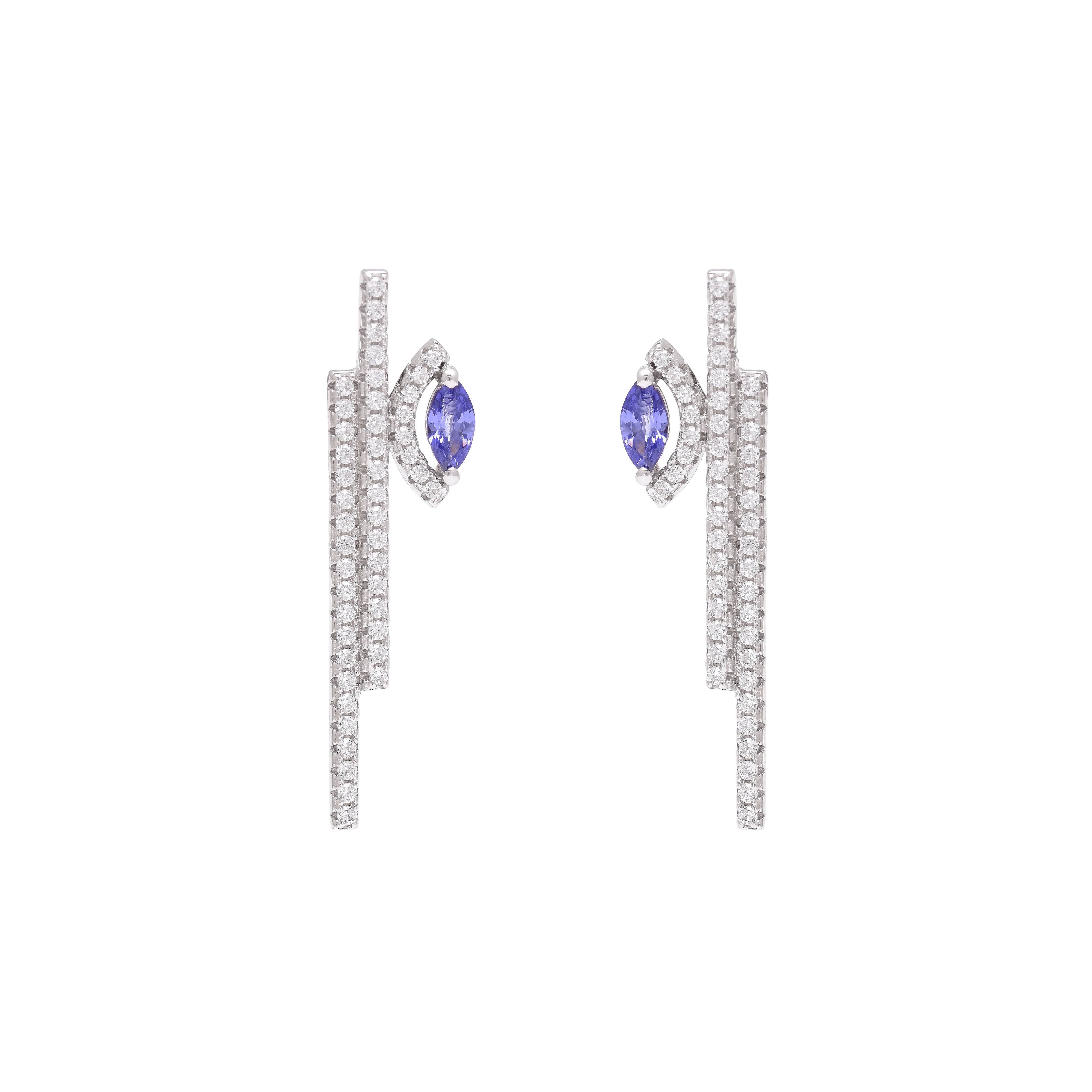 Geometric Marquise Sterling Silver Earrings