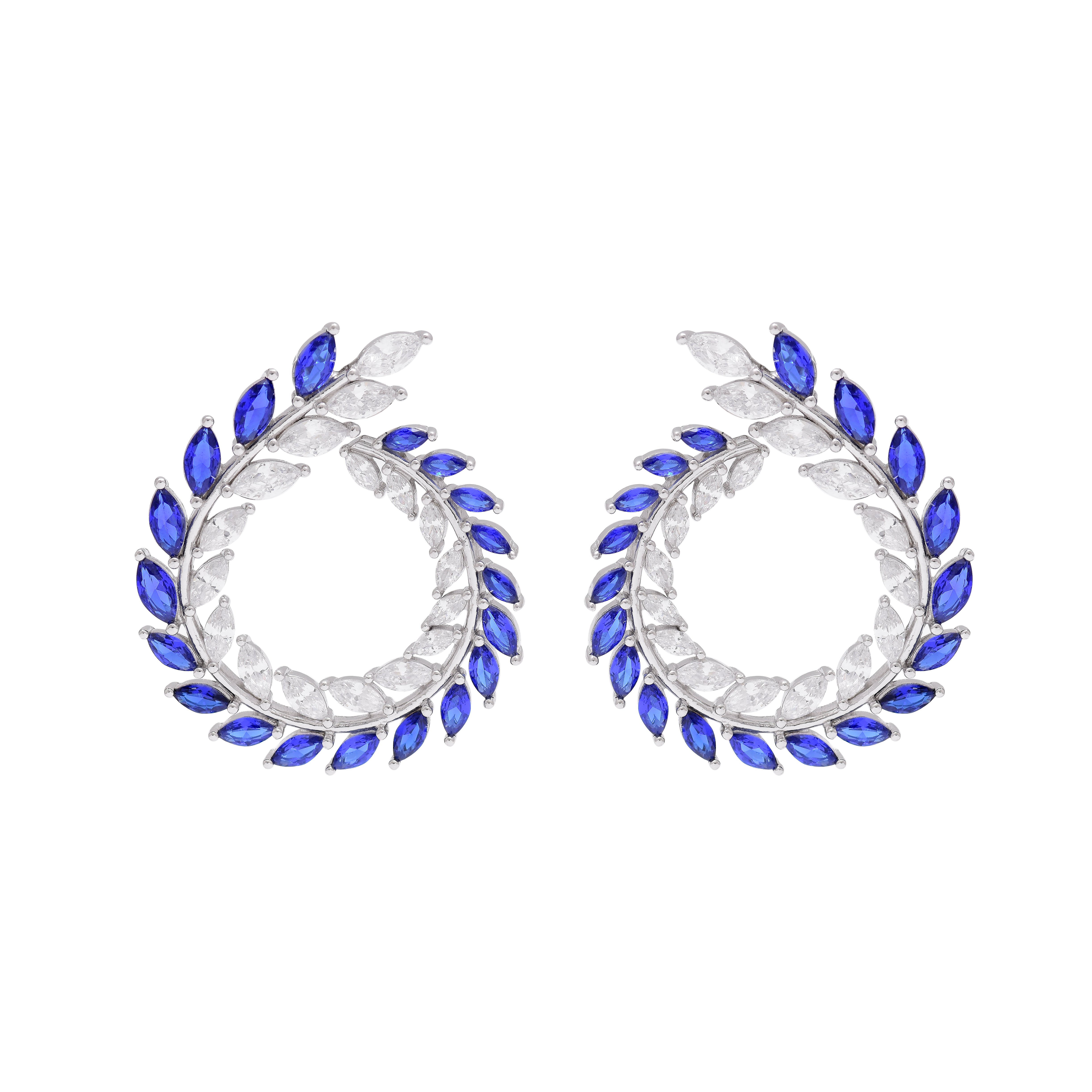 Leaf Crest Sterling Silver Hoop Earrings