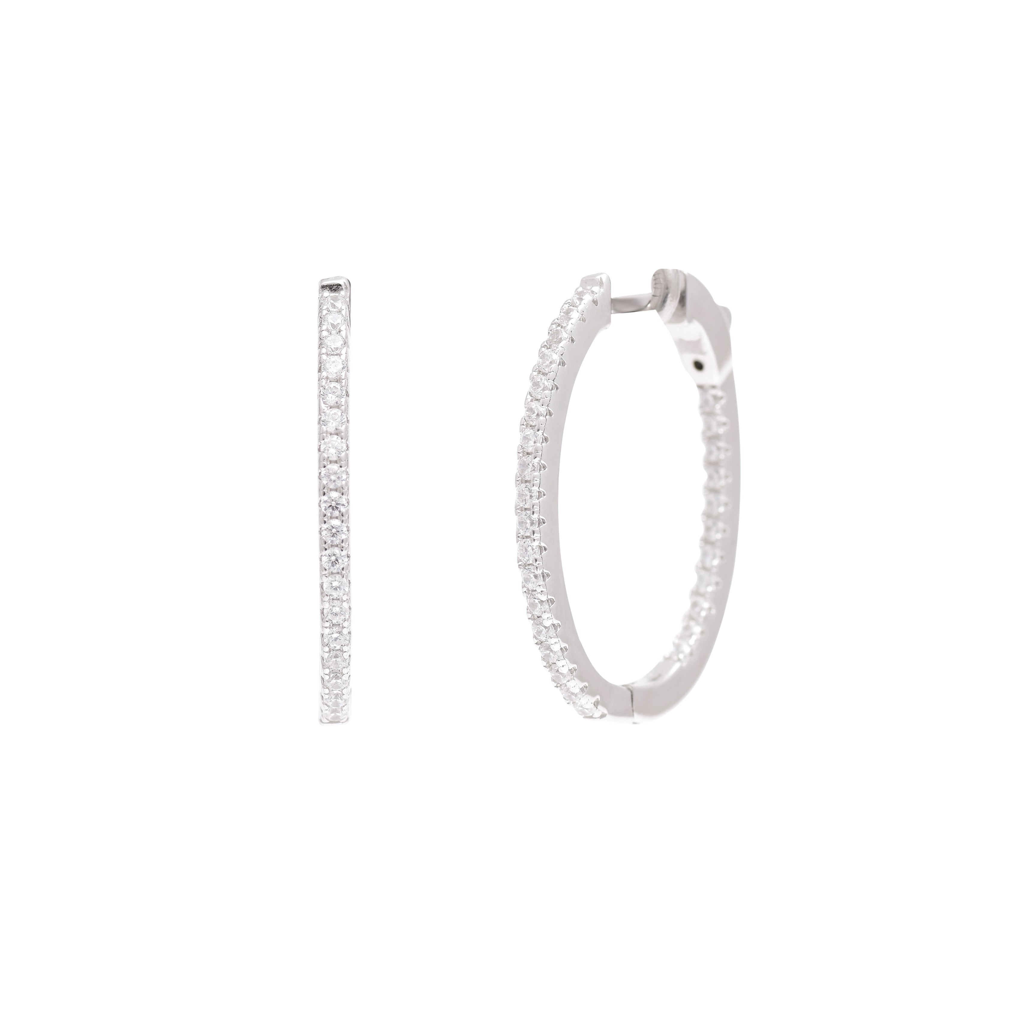 Classic Shine Oval Sparkle Hoops