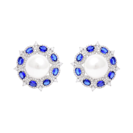 Blue Aura Pearl Sterling Silver Earrings