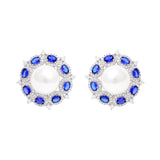 Blue Aura Pearl Sterling Silver Earrings