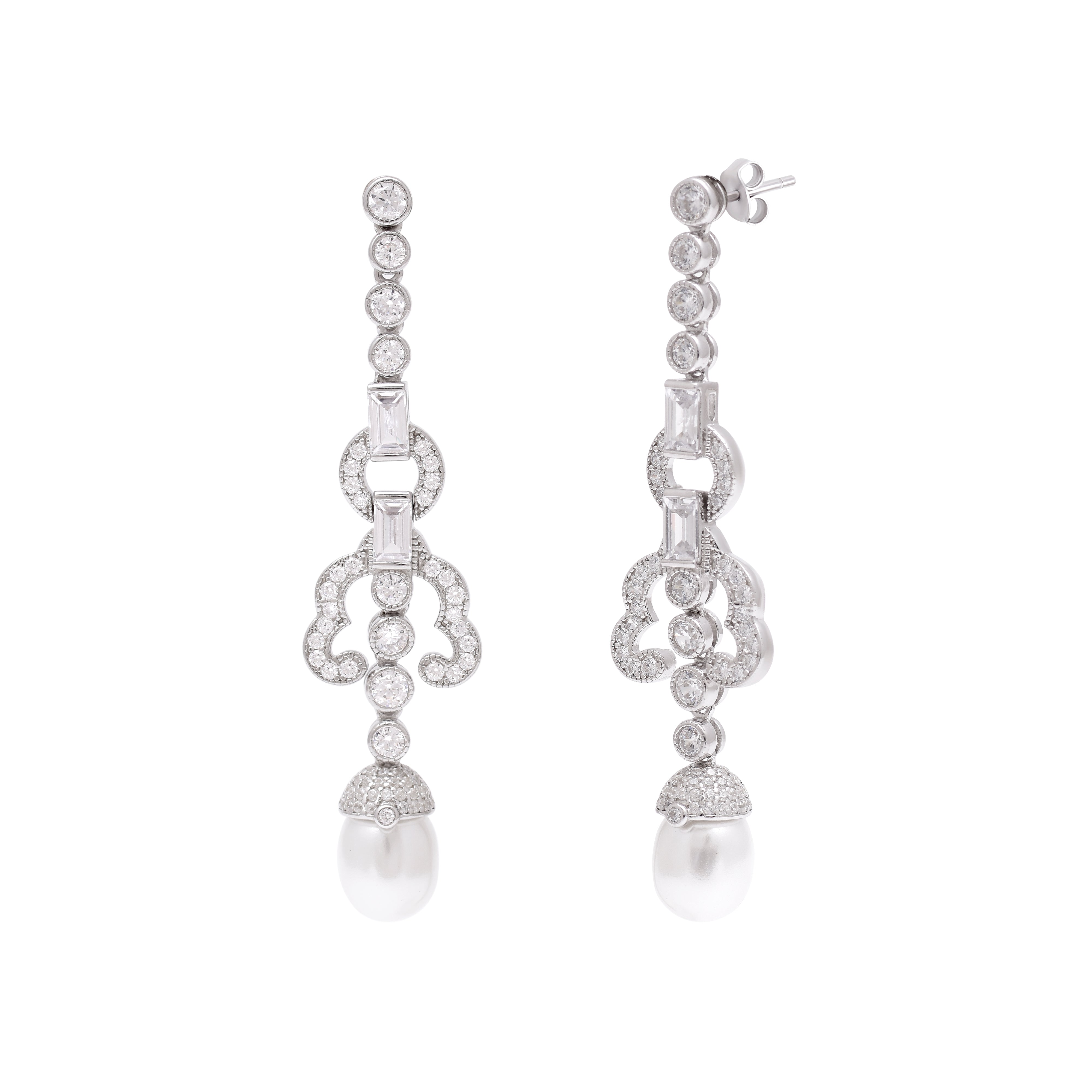 Chandelier Pearl Sterling Silver Earrings