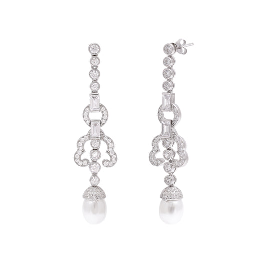Chandelier Pearl Sterling Silver Earrings