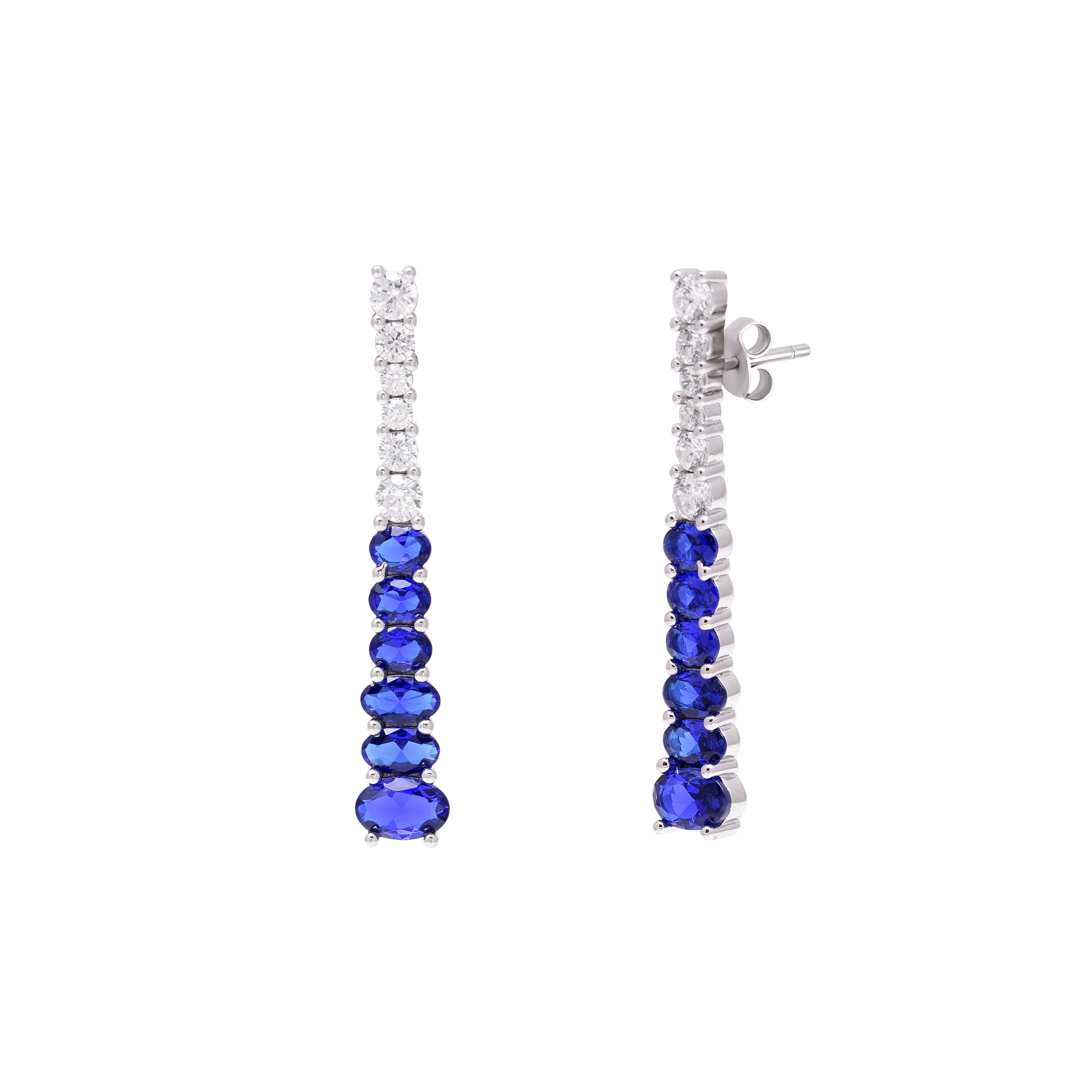 Classic Two-Tone Sterling Silver Drop Earrings