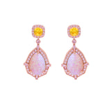 Rose Gold Plated Yellow Top Opal Drop Earrings