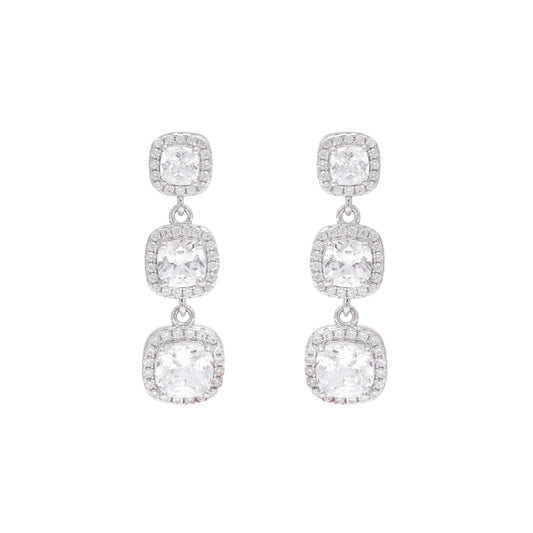 Classic Shine Triple Cushion Drop Earrings