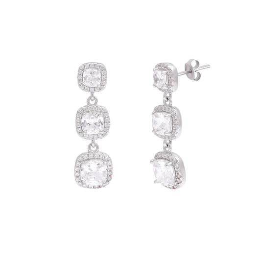 Classic Shine Triple Cushion Drop Earrings