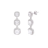Classic Shine Triple Cushion Drop Earrings