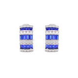 Blue Baguette Sterling Silver Hoop Earrings