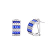 Blue Baguette Sterling Silver Hoop Earrings
