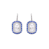 Sapphire Halo Sterling Silver Threader Earrings
