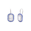 Sapphire Halo Sterling Silver Threader Earrings