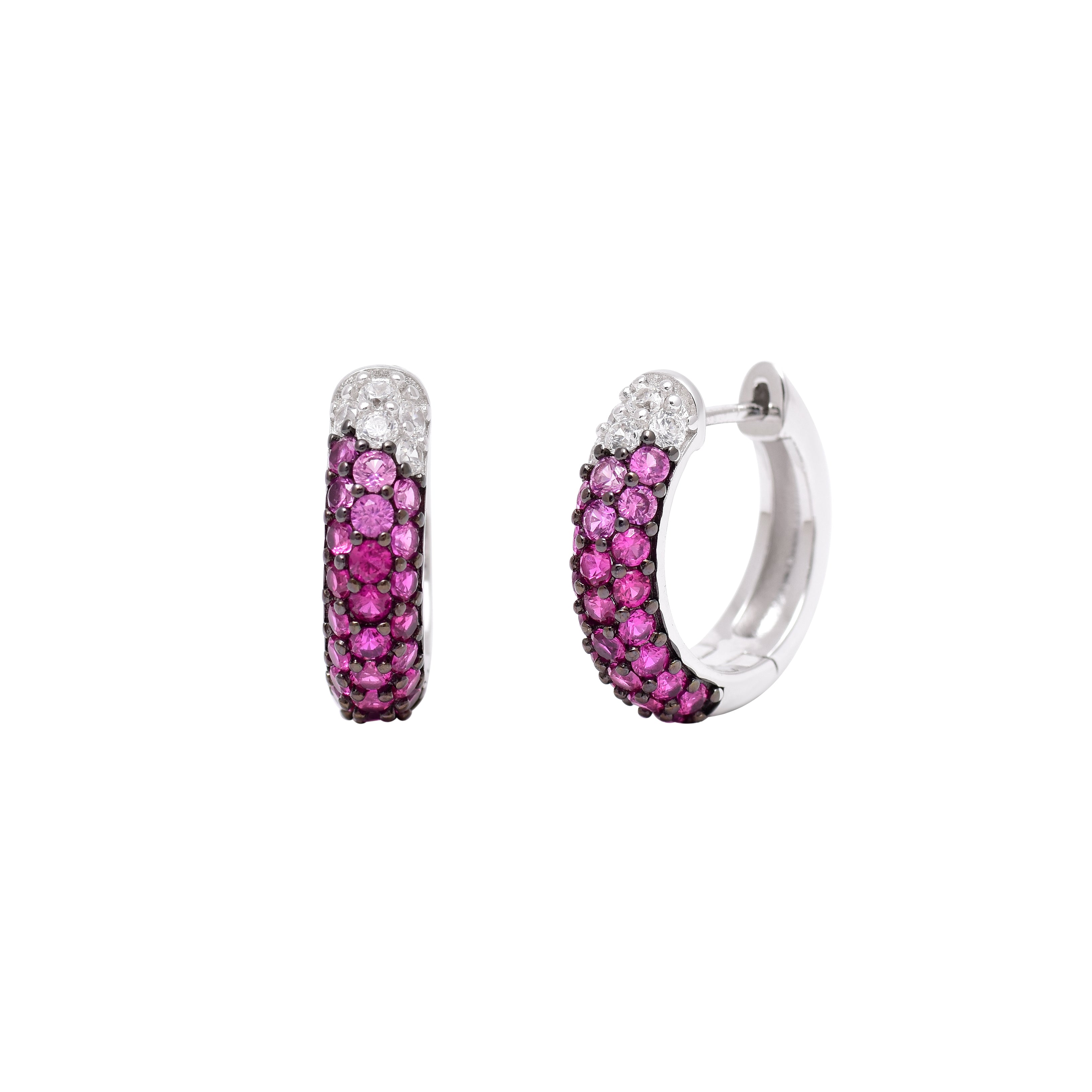 Pink & White Stone Hoop Earrings