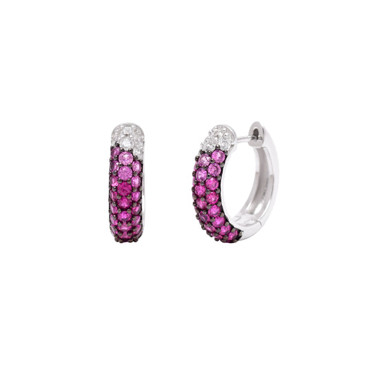 Pink & White Stone Hoop Earrings