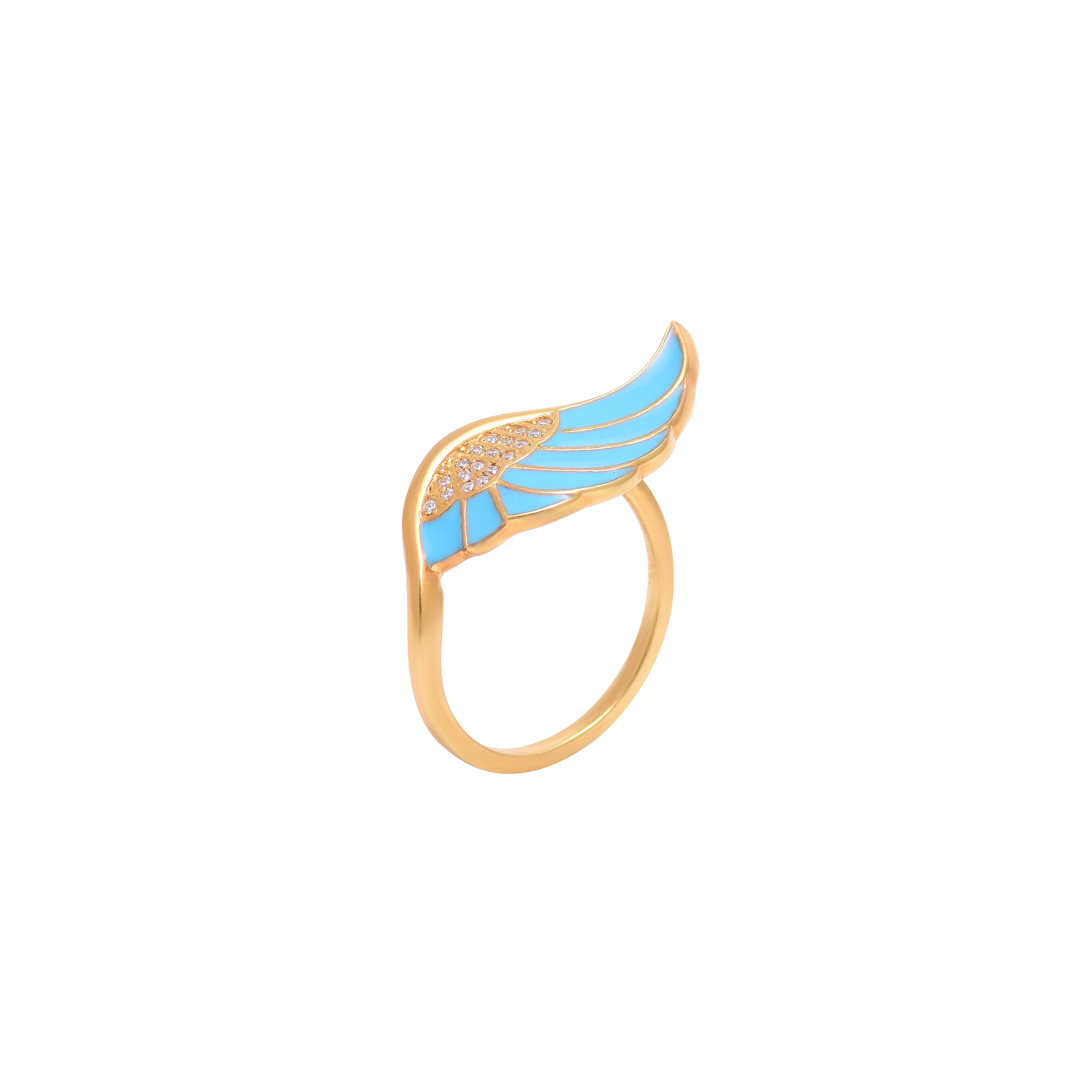 Angel Wing Blue Enamel Ring