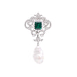 Emerald Heirloom Sterling Silver Brooch