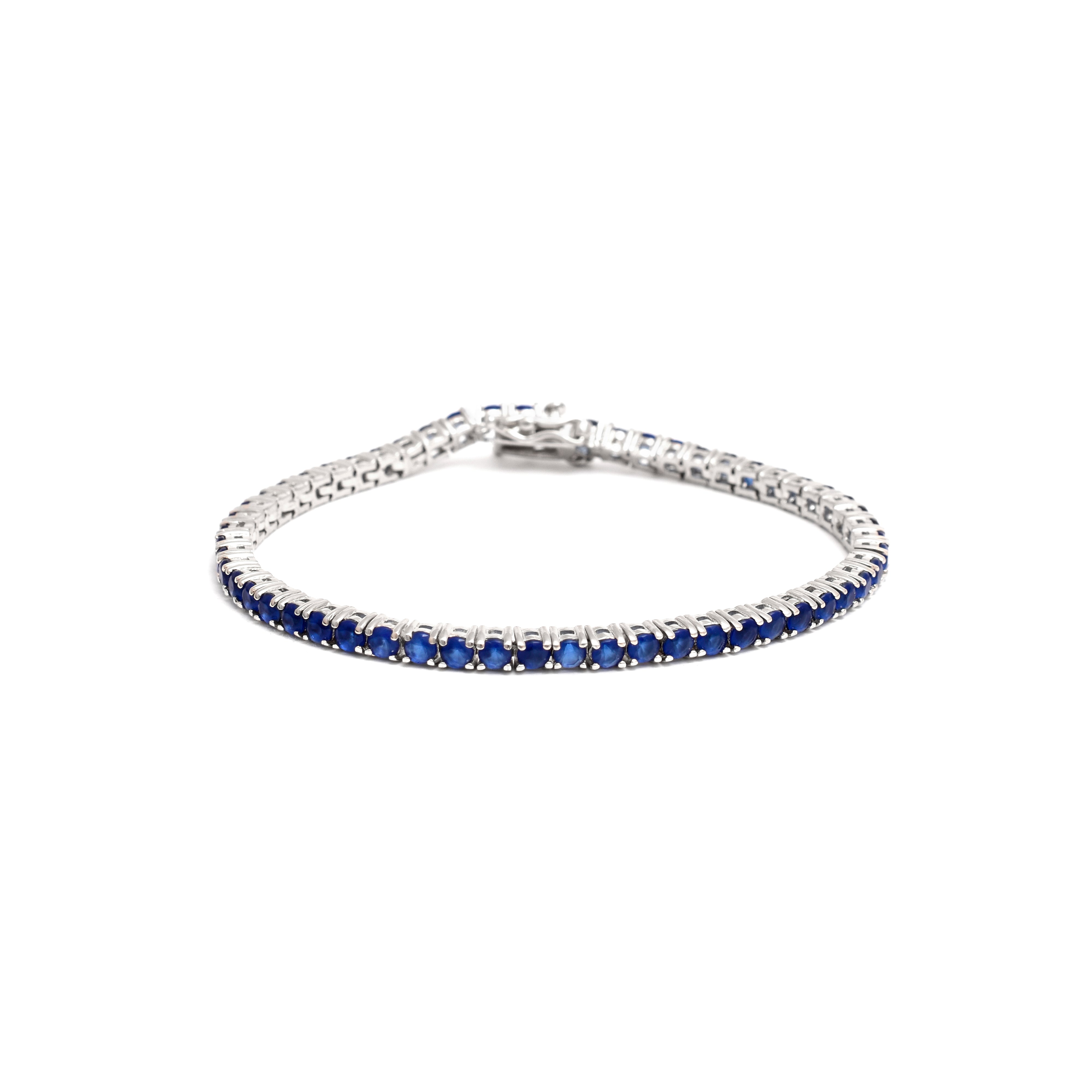 Blue Sapphire Glow Sterling Silver Tennis Bracelet