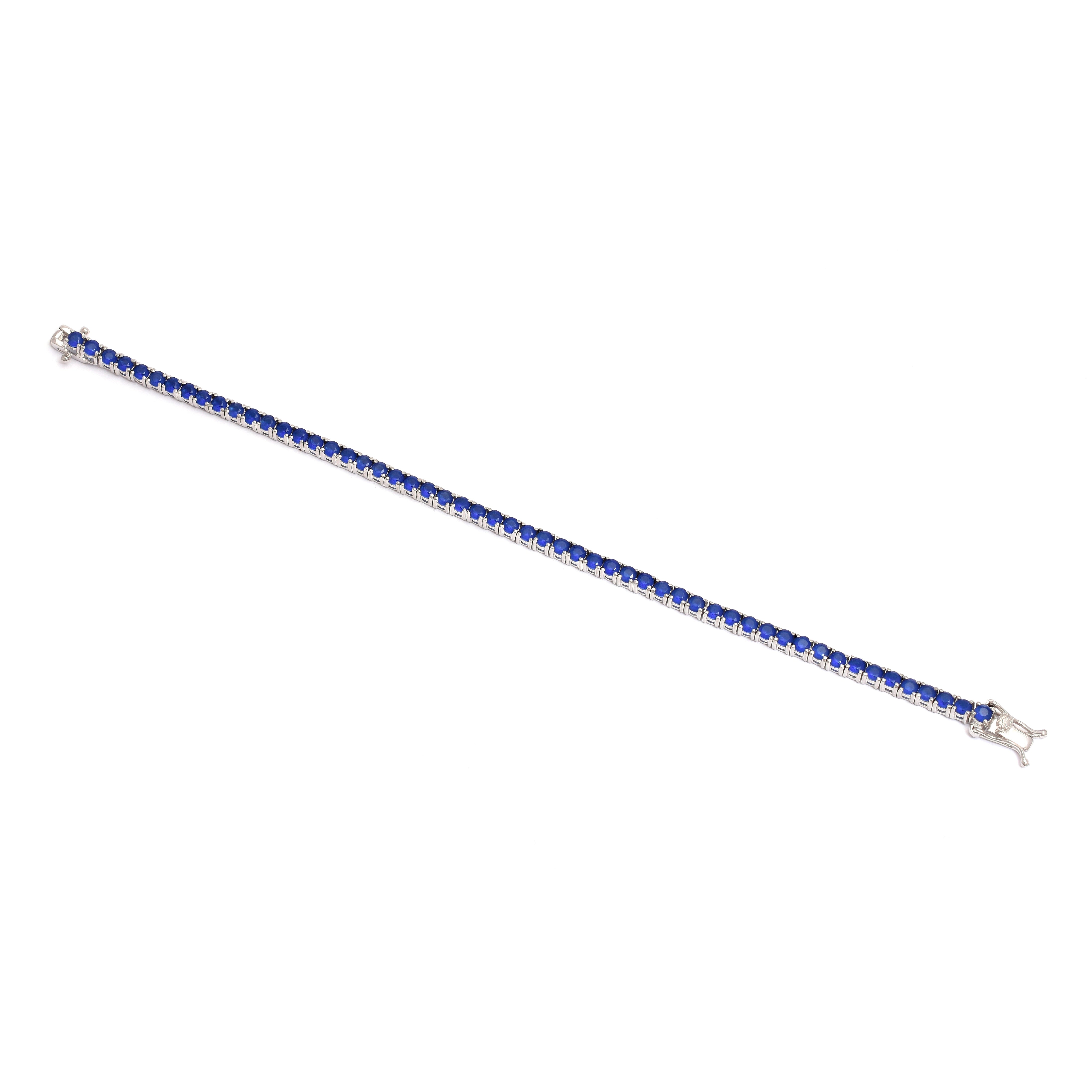 Blue Sapphire Glow Sterling Silver Tennis Bracelet