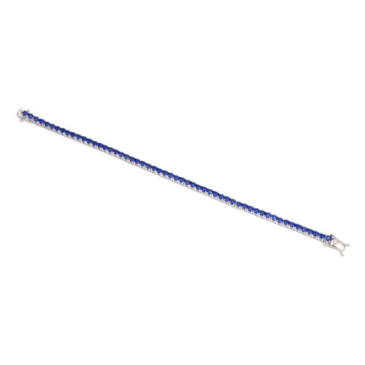 Blue Sapphire Glow Sterling Silver Tennis Bracelet
