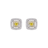 Square Halo Yellow Stone Pendant Set