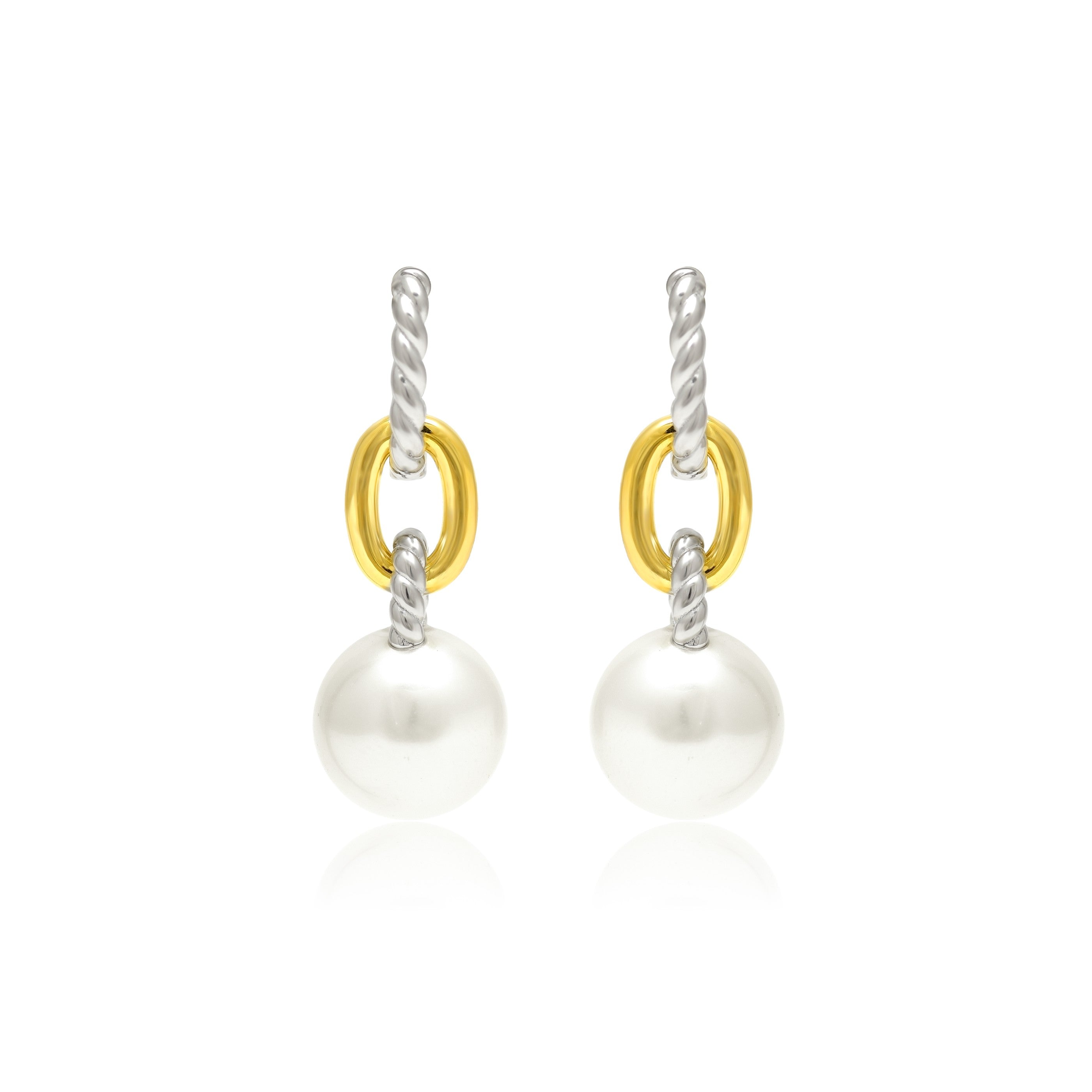 Linked Pearl Sterling Silver Earrings