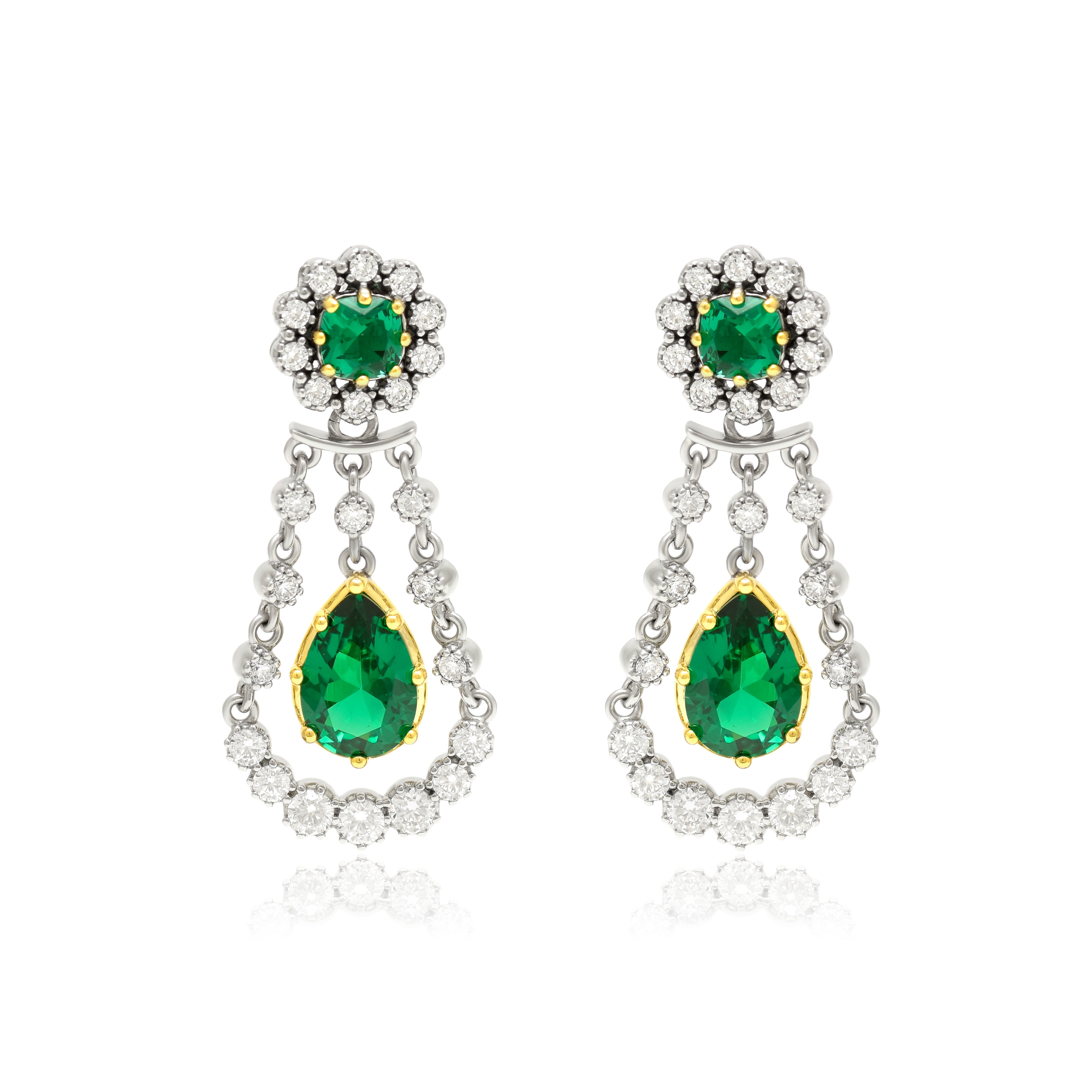 Emerald Drop Statement Earrings
