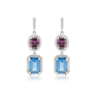 Two-Tone Gemstone Sterling Silver Drop Earrings