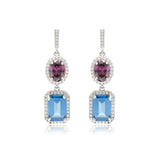 Two-Tone Gemstone Sterling Silver Drop Earrings
