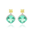 Emerald and Yellow Cushion Drop Earrings