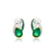 Emerald & White Stone Teardrop Stud Earrings