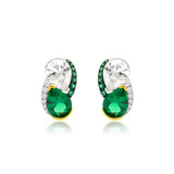 Emerald & White Stone Teardrop Stud Earrings