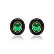 Emerald Enamel Stud Earrings in 925 Sterling Silver