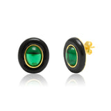 Emerald Enamel Stud Earrings in 925 Sterling Silver