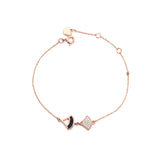 Sterling Silver Rose Gold Fan Motif Chain Bracelet