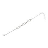Sterling Silver Open Link Chain Bracelet with CZ Accents