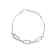 Sterling Silver Open Link Chain Bracelet with CZ Accents