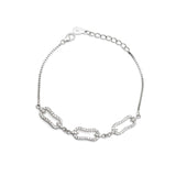 Sterling Silver Open Link Chain Bracelet with CZ Accents