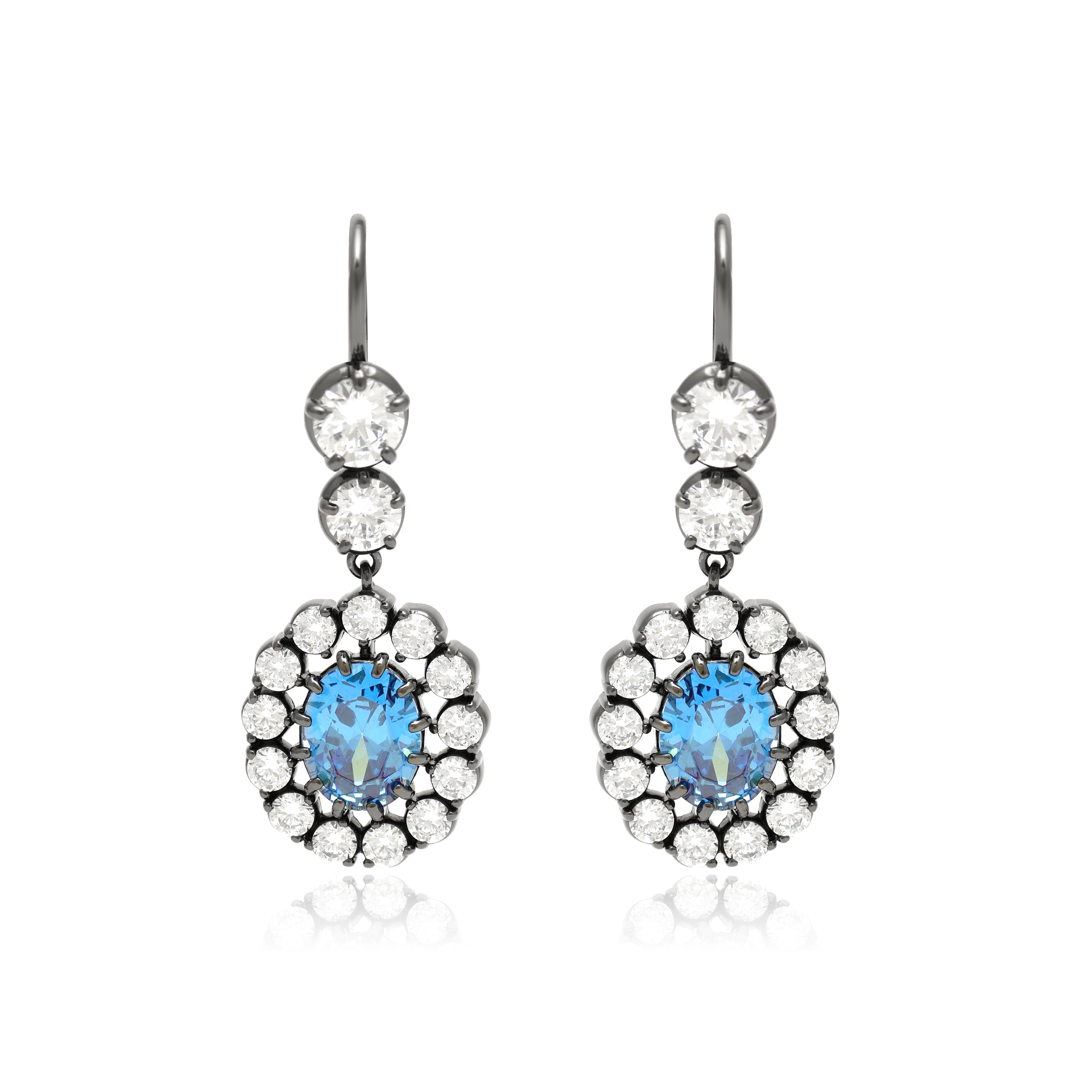 Radiant Blue Oval Sterling Silver Earrings