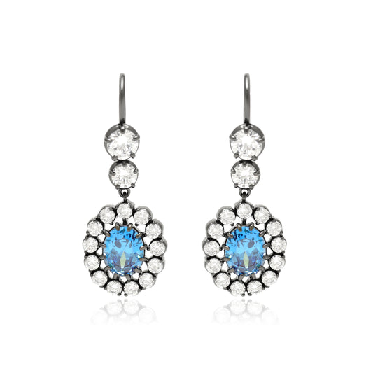 Radiant Blue Oval Sterling Silver Earrings