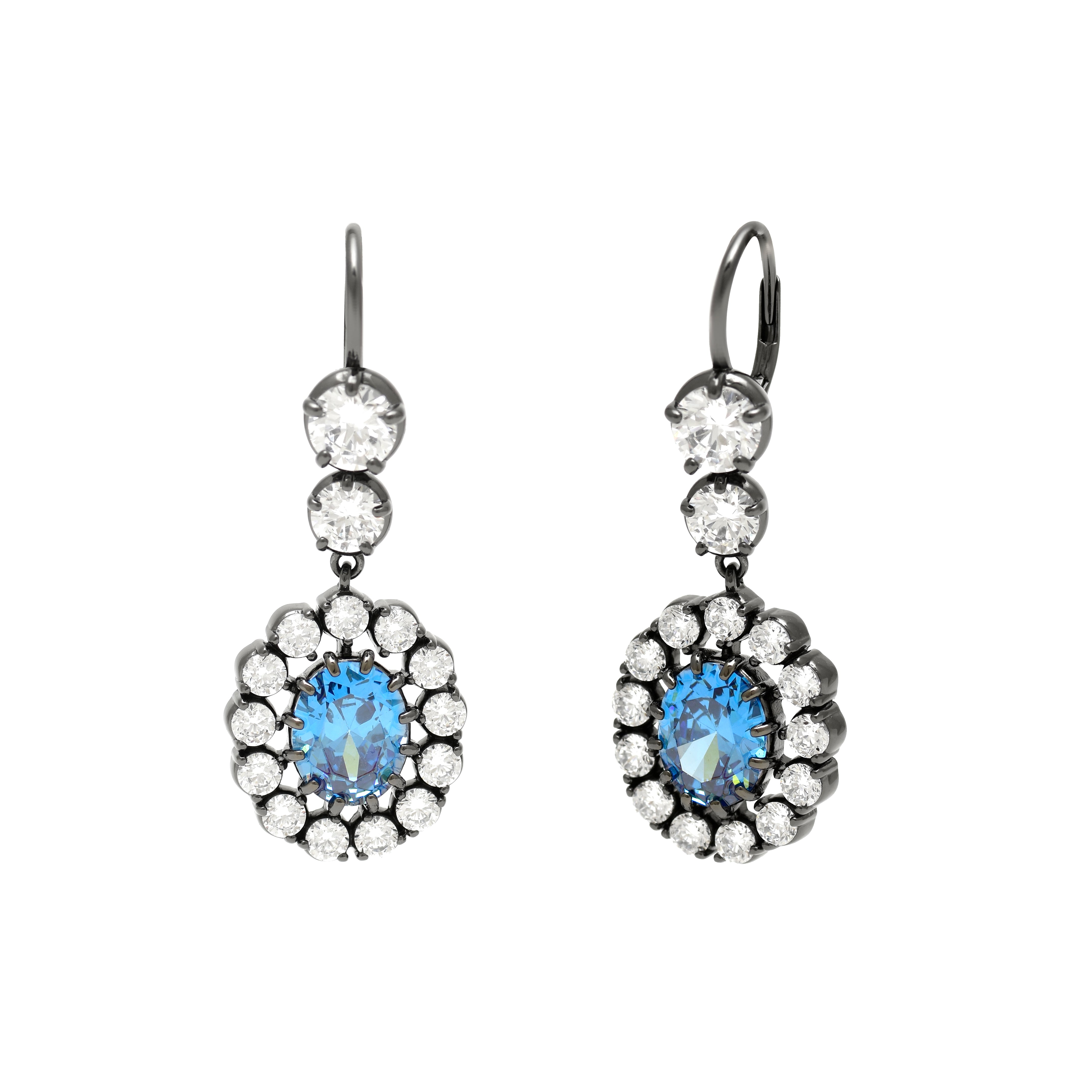 Radiant Blue Oval Sterling Silver Earrings