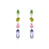 Multicolor Cascade Drop Earrings in Sterling Silver