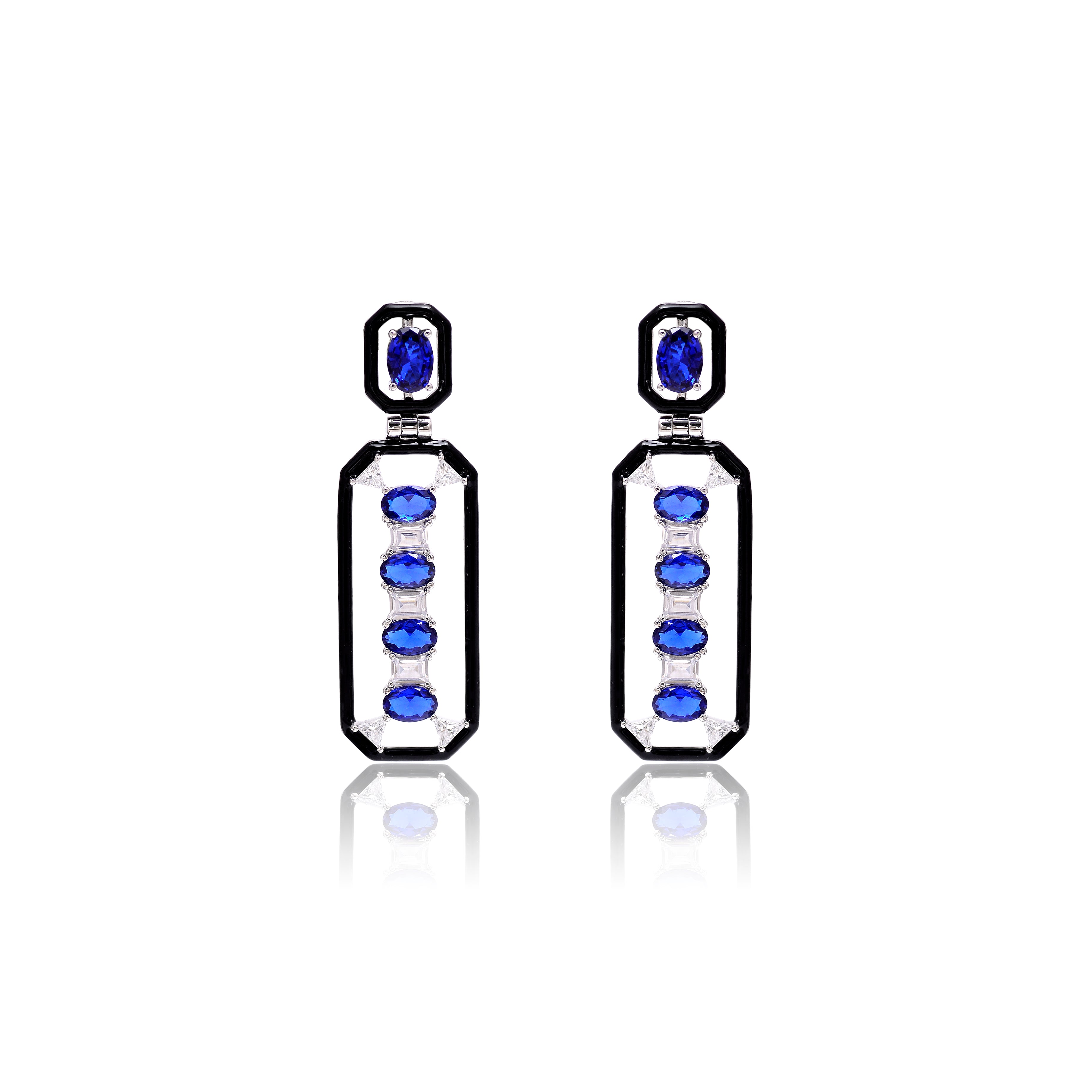 Geometric CZ Drop Earrings In 925 Sterling Silver