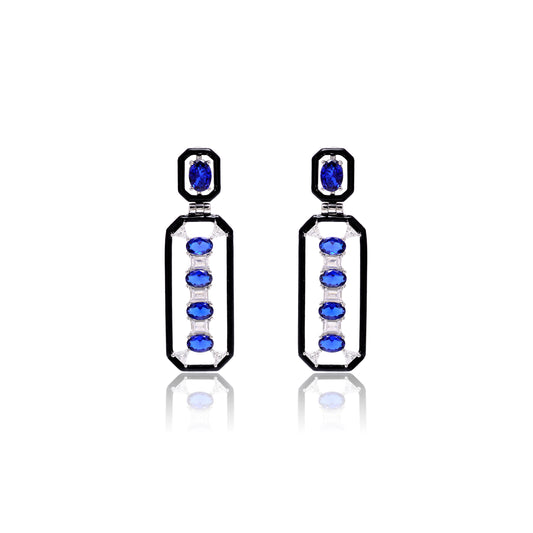 Geometric CZ Drop Earrings In 925 Sterling Silver