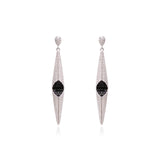 Black & Clear CZ Geometric Drop Earrings